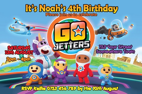 Go Jetters personalised birthday party invitations