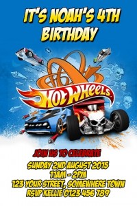 boys hot Wheels birthday party invite