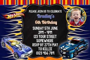 boys Hot Wheels birthday party invitation