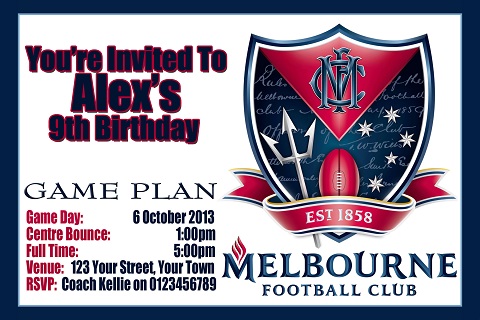 Melbourne AFL personalised invitation