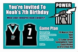 Port Power AFL personalised invitation
