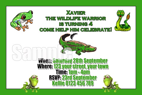 Reptile personalised invitations
