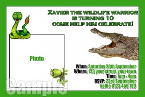 Reptile crocodile personalised invitations