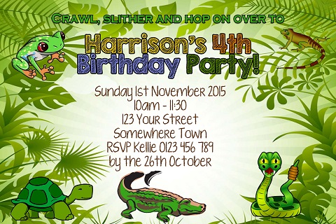 Reptile personalised invitations