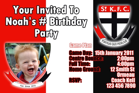 St Kilda AFL personalised invitation