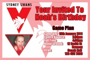 Swans AFL personalised invitation