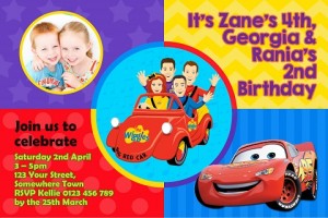 Wiggles and Cars 2 personalised invitation
