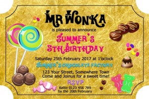 Charlie and the Chocolate Factory, willy wonka invitation