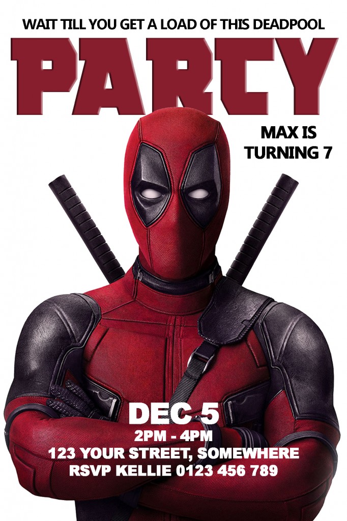 Deadpool birthday party invitation