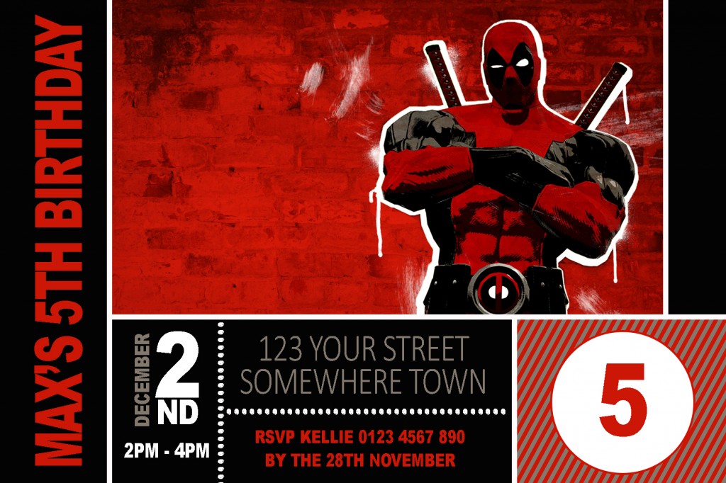 Deadpool birthday party invitation