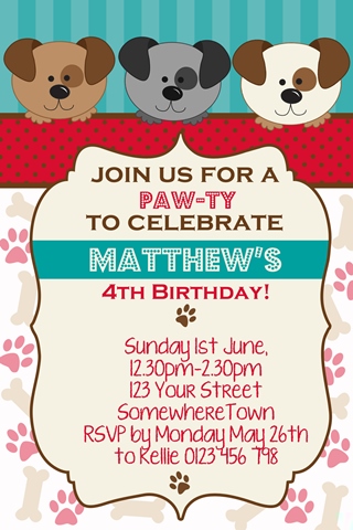 cute puppy dog invitations