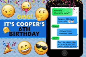 Boys Emoji birthday party invitation