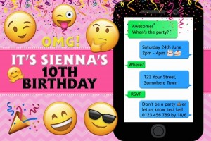 Girls emoji birthday party invite