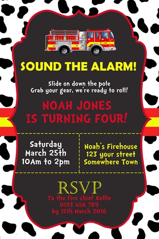 fire truck invitation