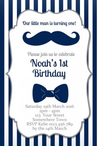 Little Man Invitation first birthday party invitation
