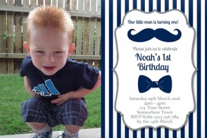 Little Man Invitation navy first 1st birthday party invitation