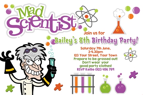 Mad Scientist 2 science invitation