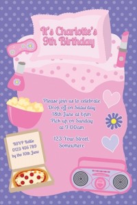 girls sleepover birthday party invitation