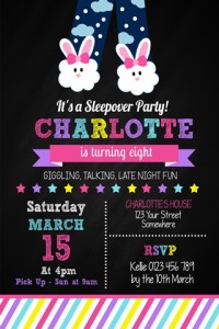 cute girls sleepover birthday party invitation sleep over invite