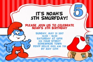 Smurf Classic kids birthday party invite