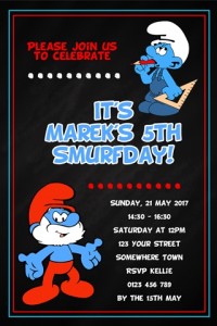Smurf Classic kids birthday party invitation