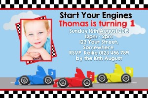 Racing Car birthday party invitation