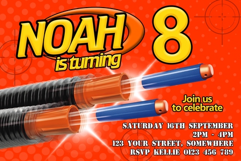 personalised nerf birthday party invite