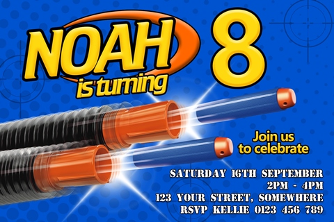 personalised nerf birthday party invitation