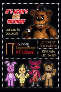 FNAF five nights at Freddy's birthday party invite invitation