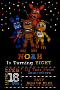 FNAF five nights at Freddy's birthday party invite invitation