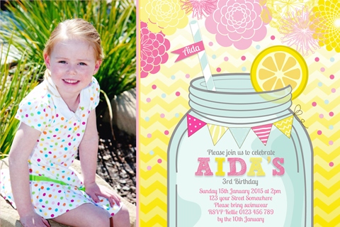 pink lemonade girls lemon birthday party invitation invite