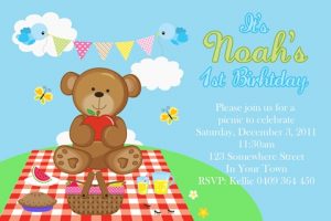 boys teddy bear picnic invites