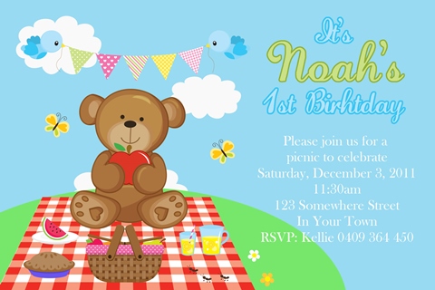 boys teddy bear picnic invites