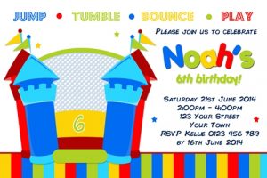 Boys Jumping Castle birthday party invitation