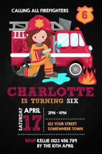 girl firefighter invite