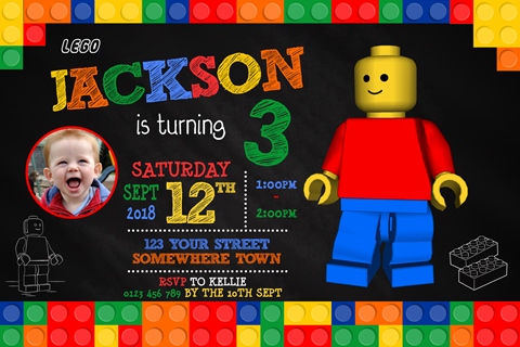 boys lego birthday party invitation invite