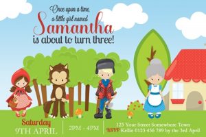 little red riding hood birthday party invitation