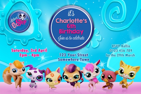 Littlest Pet Shop  birthday party invitation
