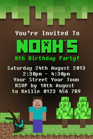 minecraft party invitations