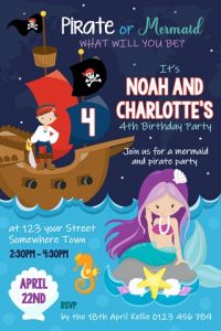 pirate and mermaid invitation