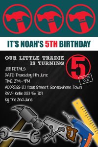 personalised Bunnings themed tools birthday party invitations invites