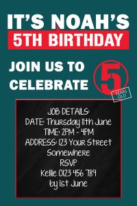 personalised Bunnings themed birthday party invitations invites