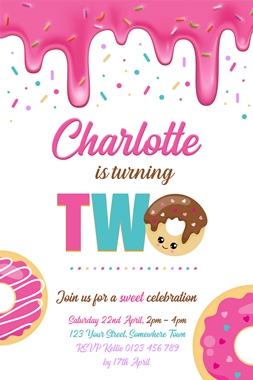 donut doughnut birthday invitation