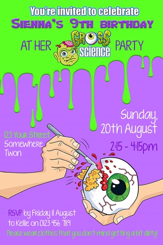 gross science birthday invitation