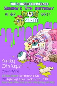 gross science birthday invitation