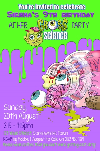 gross science birthday invitation
