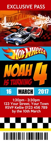 Hot Wheels Ticket Invite 1