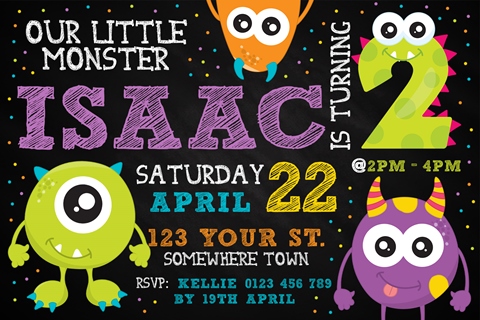 cute monster birthday party invitations