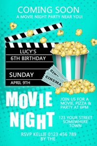 girls movie night birthday invitation