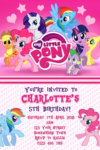 My little pony birthday invitations